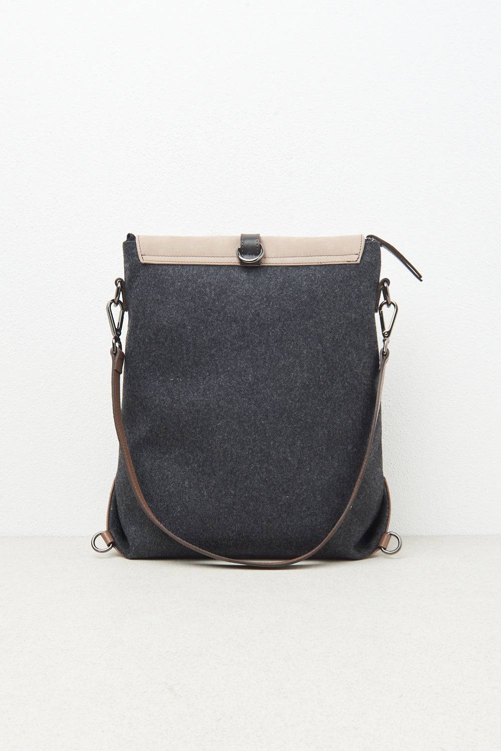 Peserico Zaino In Feltro, Vera Pelle E Punto Luce