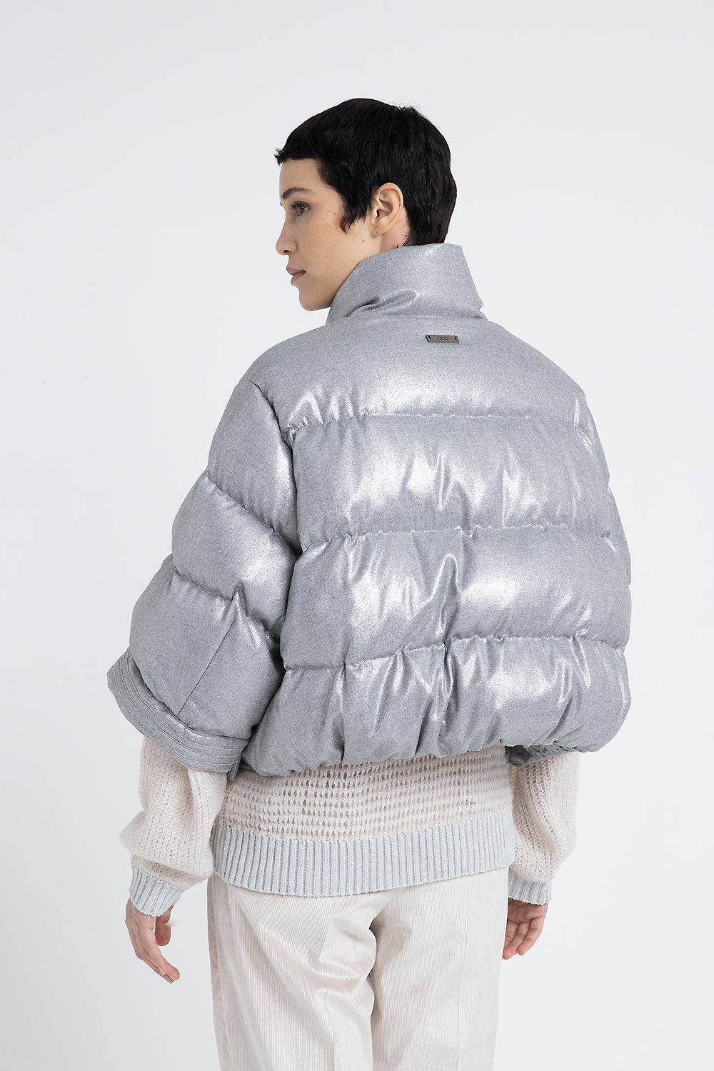 Peserico Piumino Corto In Flanella Di Misto Viscosa Laminata