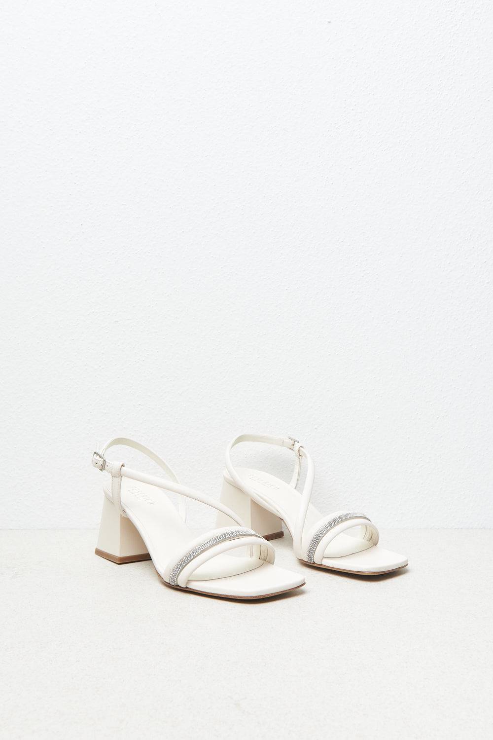 Peserico Sandali con tacco in pelle nappata imbottita