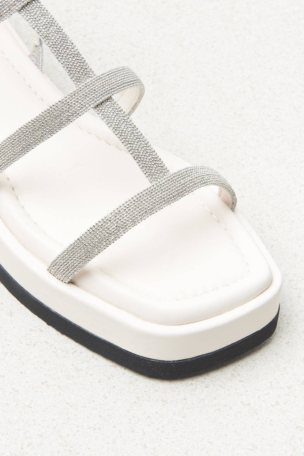 Peserico Sandali Patform In Vera Pelle Con Catene Punto Luce