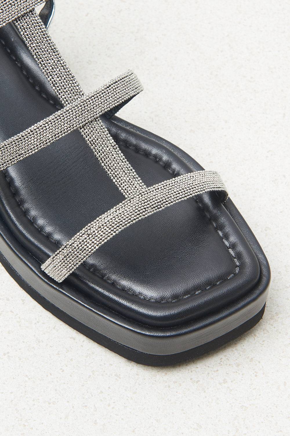 Peserico Sandali Patform In Vera Pelle Con Catene Punto Luce