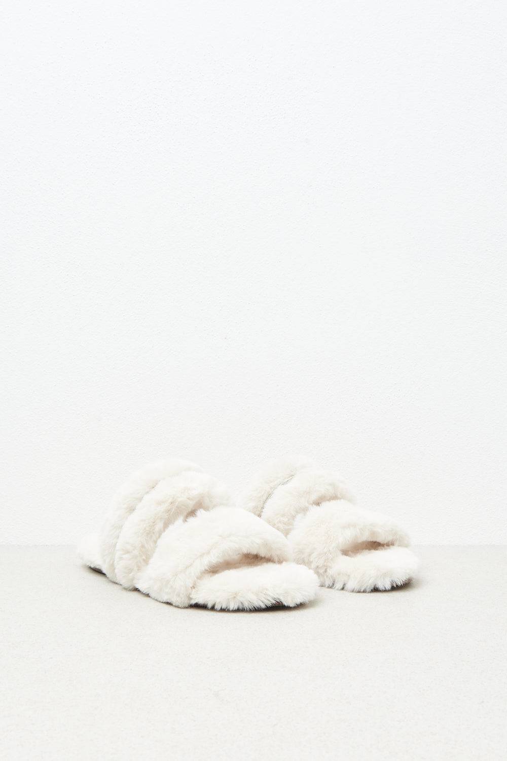 Peserico Sandalo flat in eco-pelliccia e pelle scamosciata