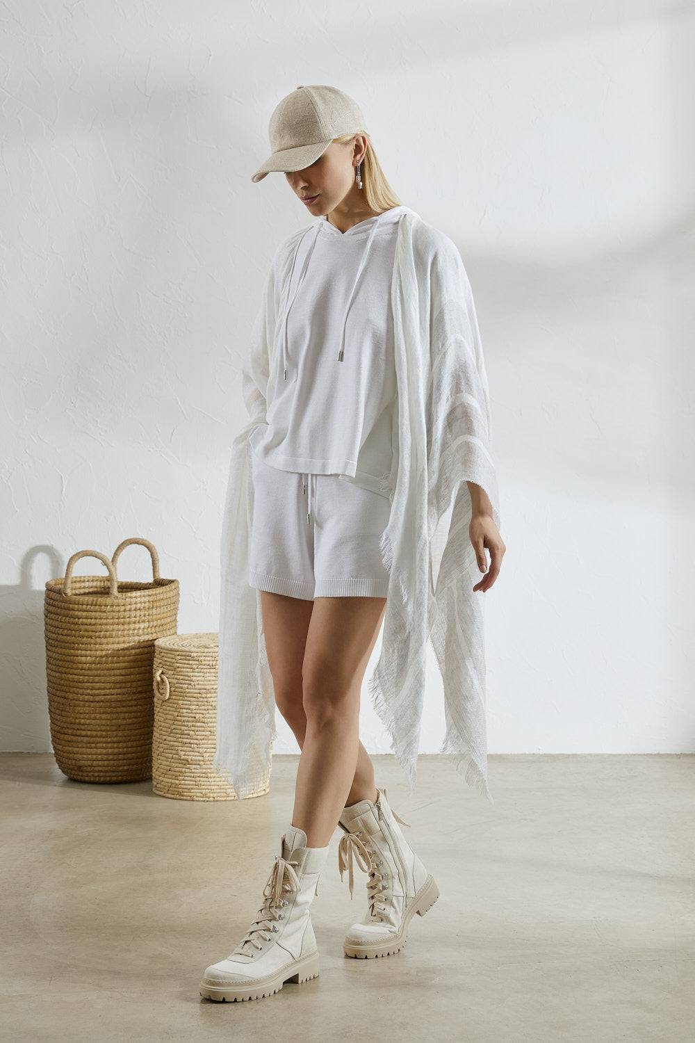 Peserico Short In Filato Di Puro Cotone E Mélange Di Misto Viscosa