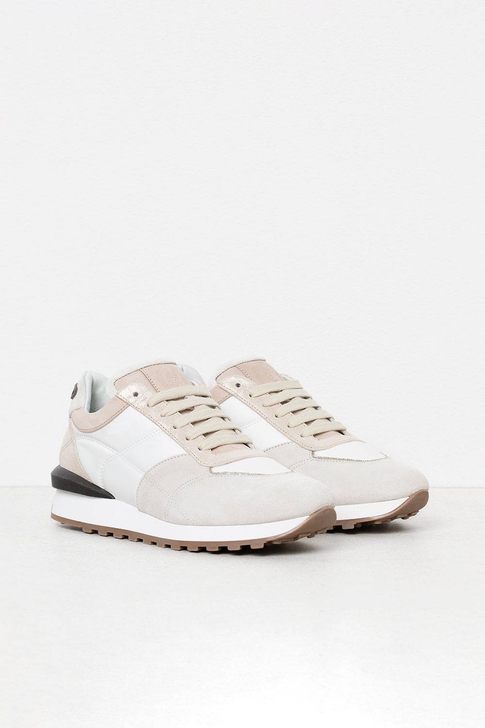 Peserico Sneaker in pelle nabuk, scamosciata e glitter