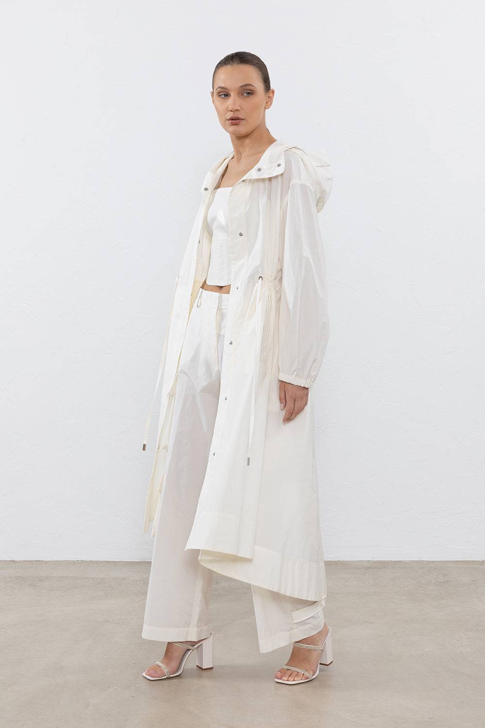 Peserico Spolvero Con Cappuccio In Popeline Misto Cotone