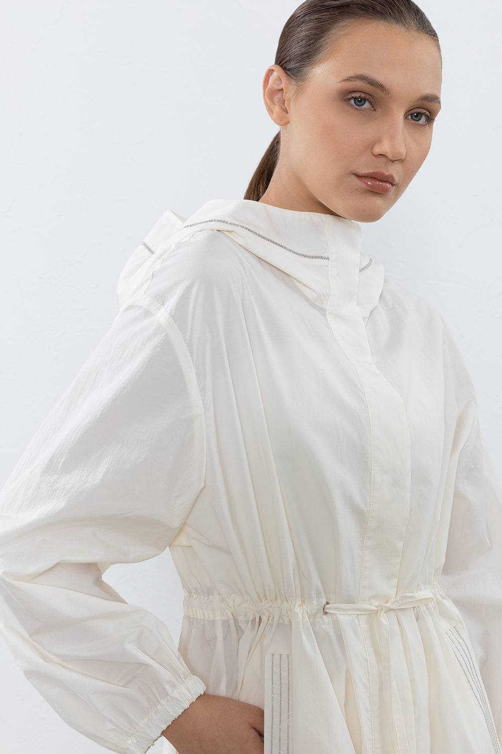 Peserico Spolvero Con Cappuccio In Popeline Misto Cotone