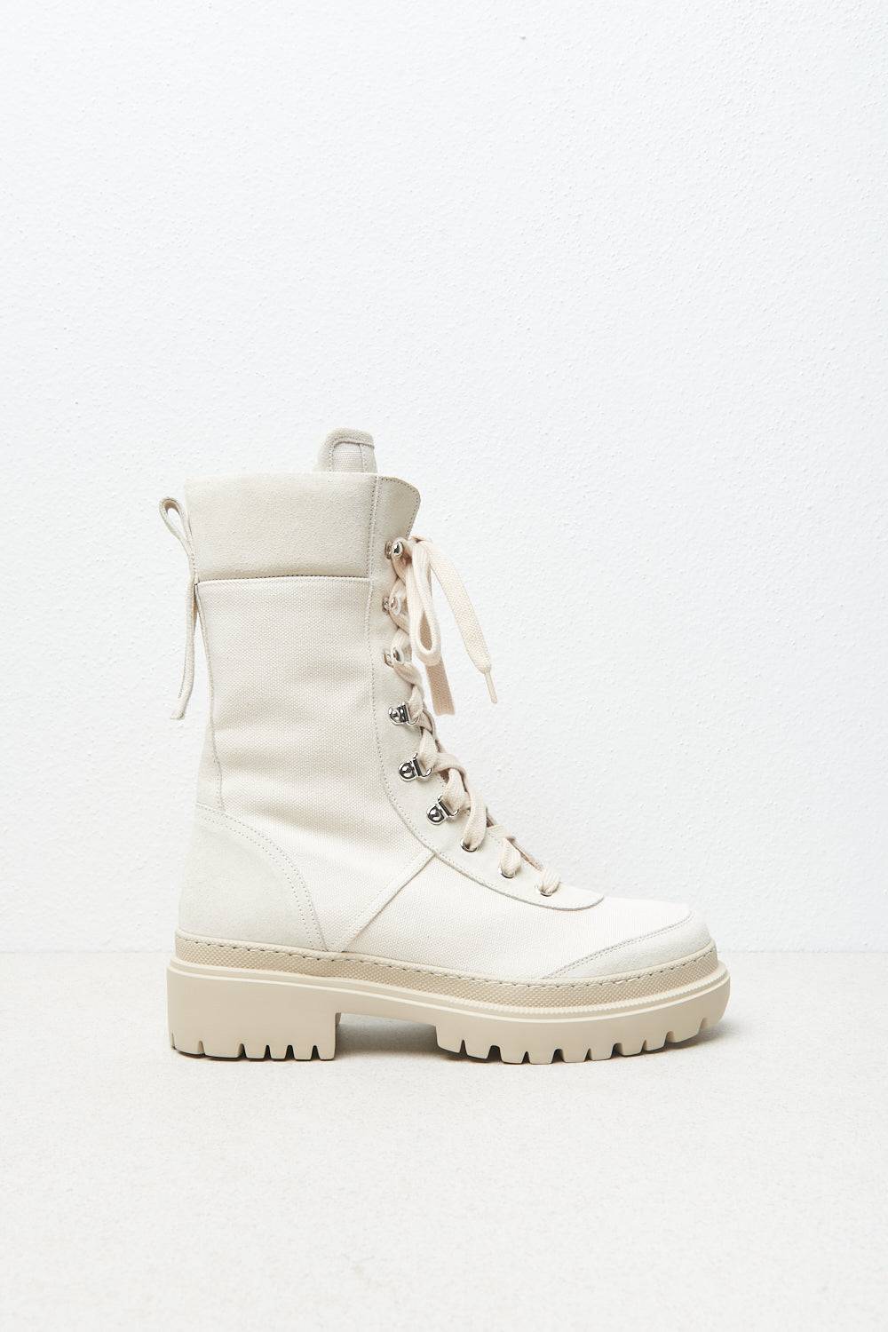 Peserico Stivali Combats In Tessuto Canvas E Pelle Scamosciata