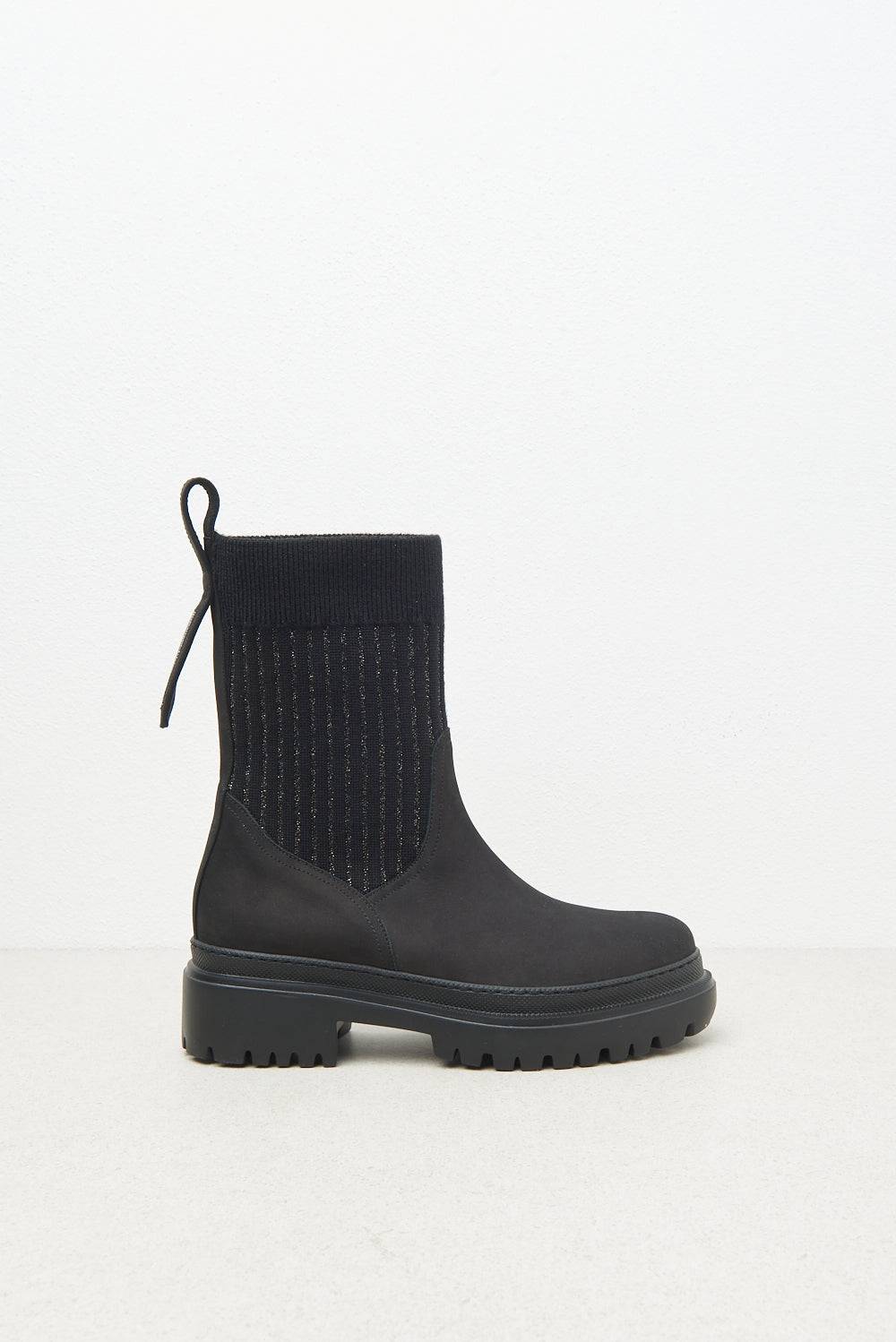 Peserico Stivali In Vera Pelle E Lana Con Punto Luce