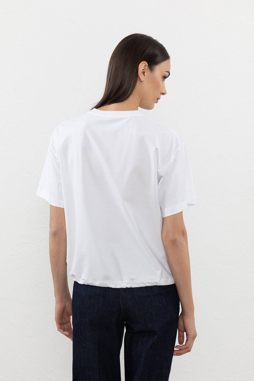 Peserico T-shirt In Jersey D Cotone Con Triangolo Punto Luce