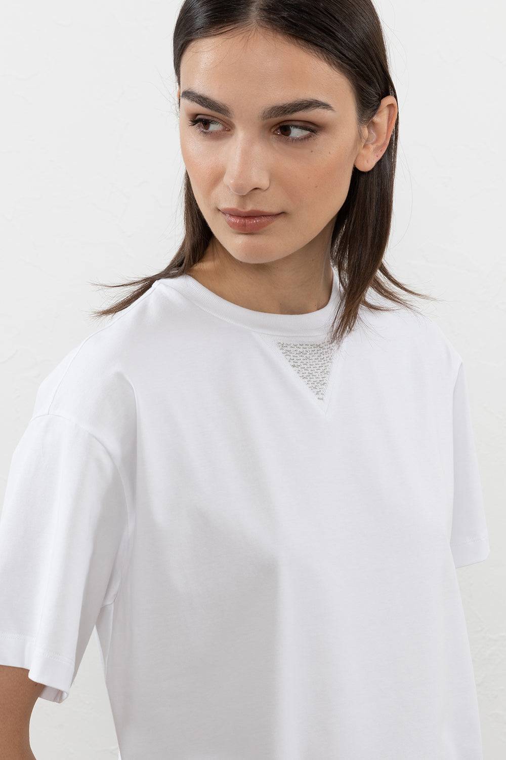 Peserico T-shirt in jersey d cotone con triangolo Punto Luce