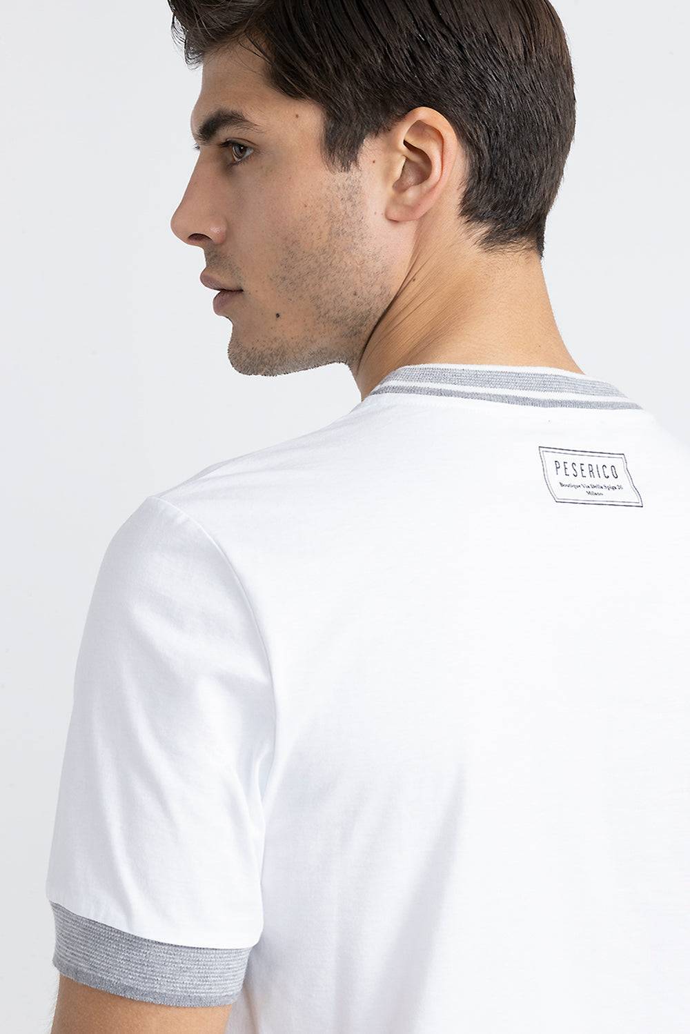 Peserico T-shirt In Jersey Di Cotone Con Dettagli Tricot