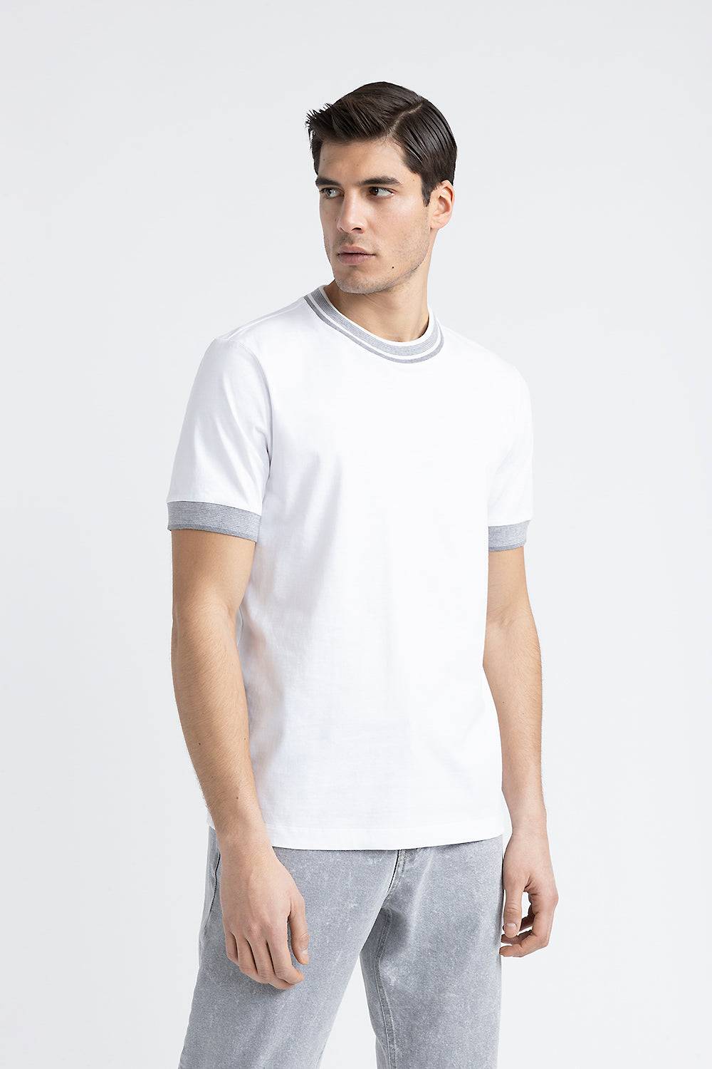 Peserico T-shirt in jersey di cotone con dettagli tricot