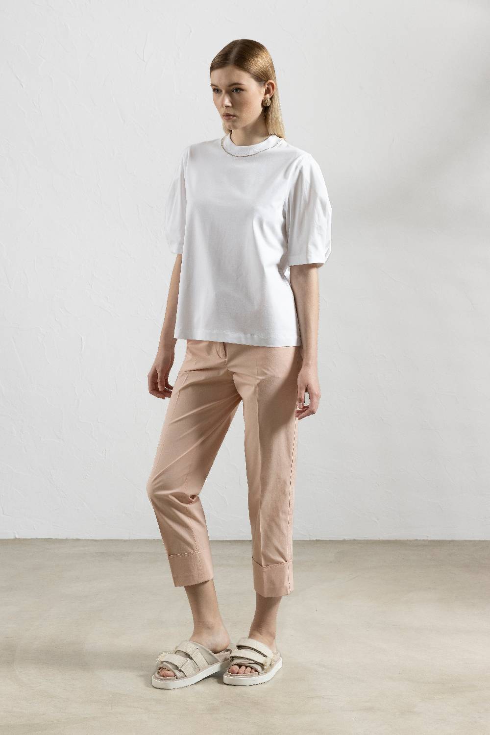 Peserico T-shirt In Jersey E Popeline Di Cotone Con Punto Luce