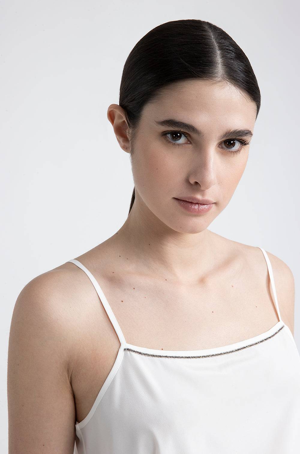 Peserico Top Con Spalline In Crepe De Chine In Seta Stretch