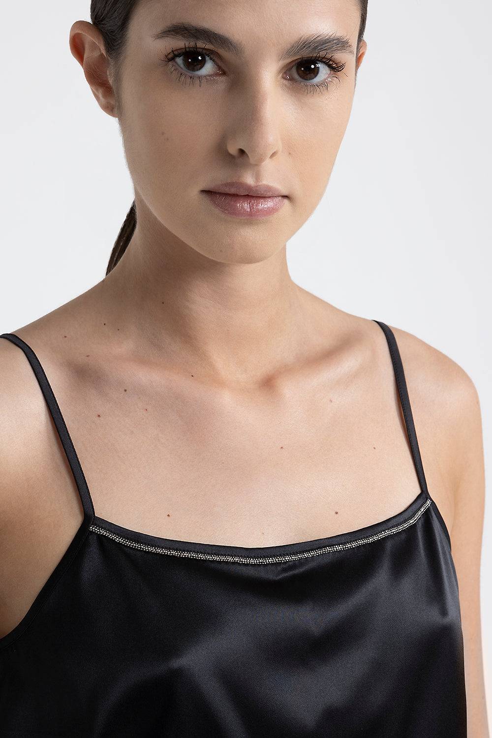 Peserico Top Con Spalline Sottili In Raso Di Seta Lucido