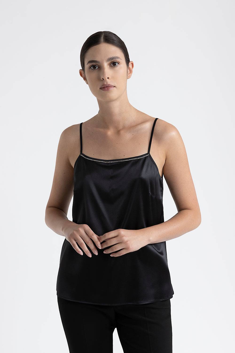 Peserico Top con spalline sottili in raso di seta lucido