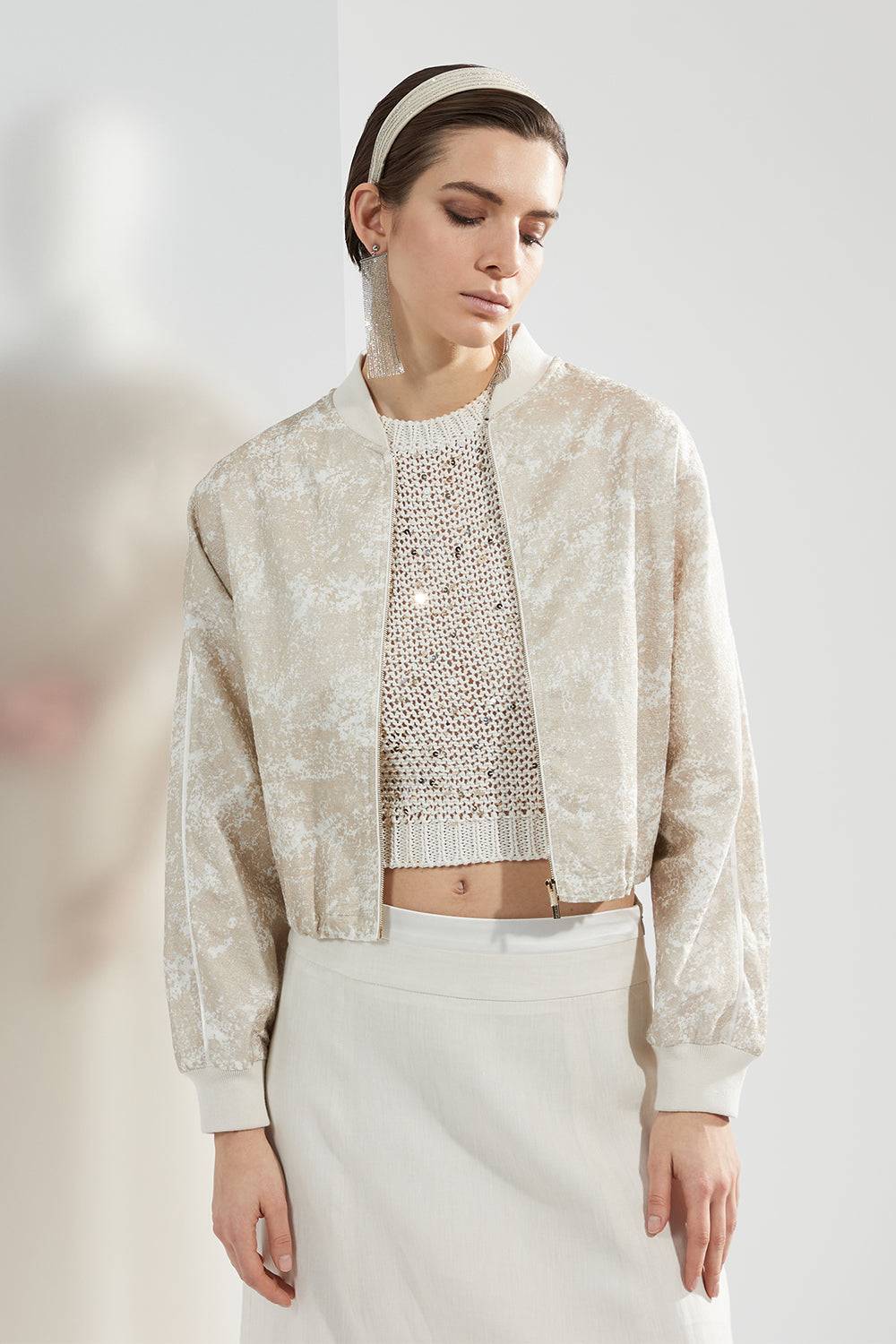 Peserico Top Crop In Fettuccia Di Cotone E Maxi Paillettes