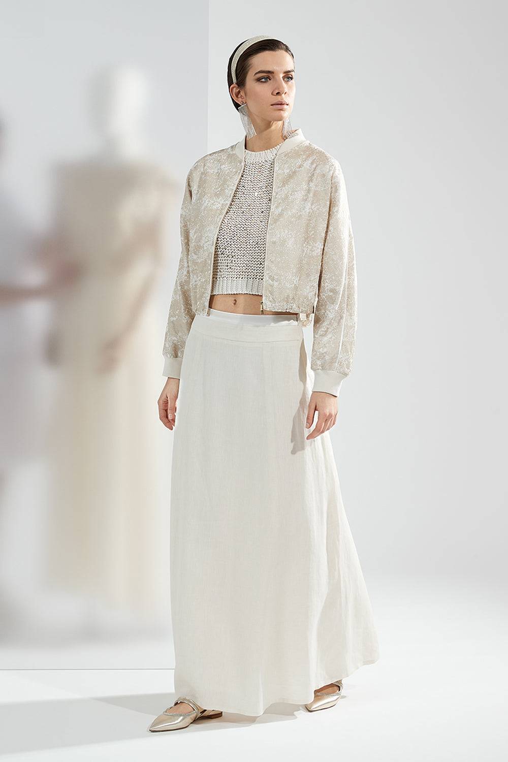 Peserico Top Crop In Fettuccia Di Cotone E Maxi Paillettes