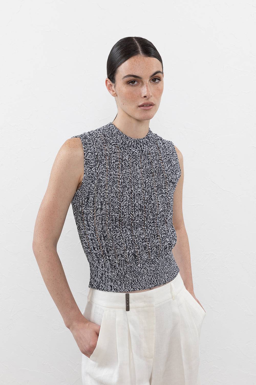 Peserico Top In Cordonetto Di Cotone Mercerizzato Con Motivo Originale