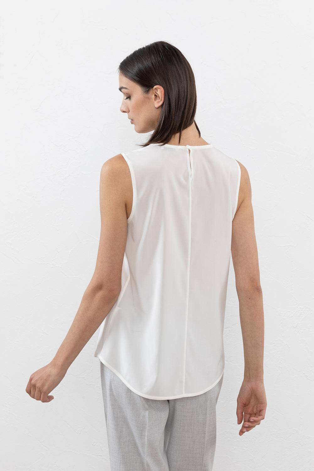 Peserico Top In Crepe De Chine Con Taschino Di Paillettes