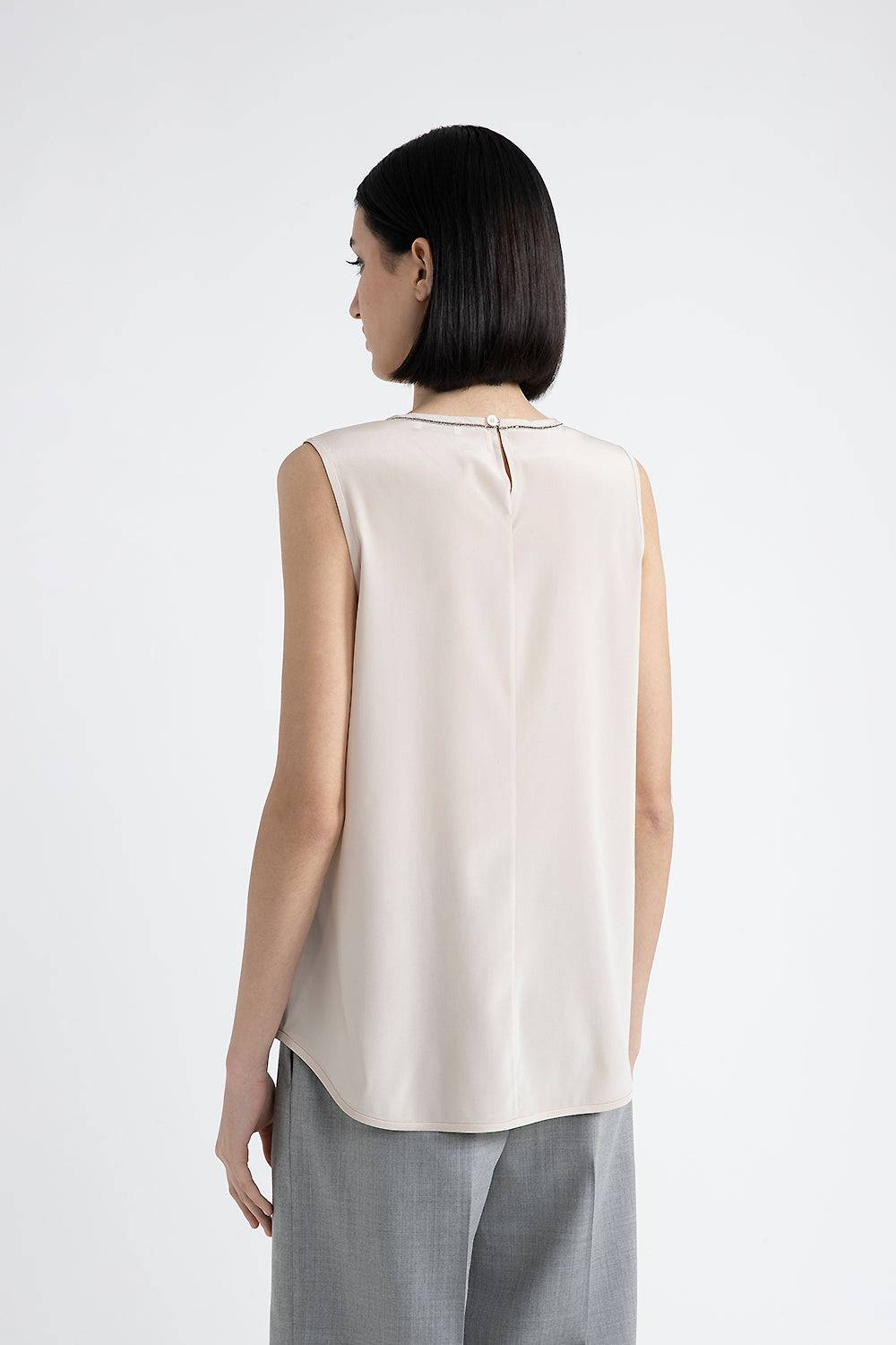 Peserico Top In Crepe De Chine Di Seta Stretch Con Punto Luce
