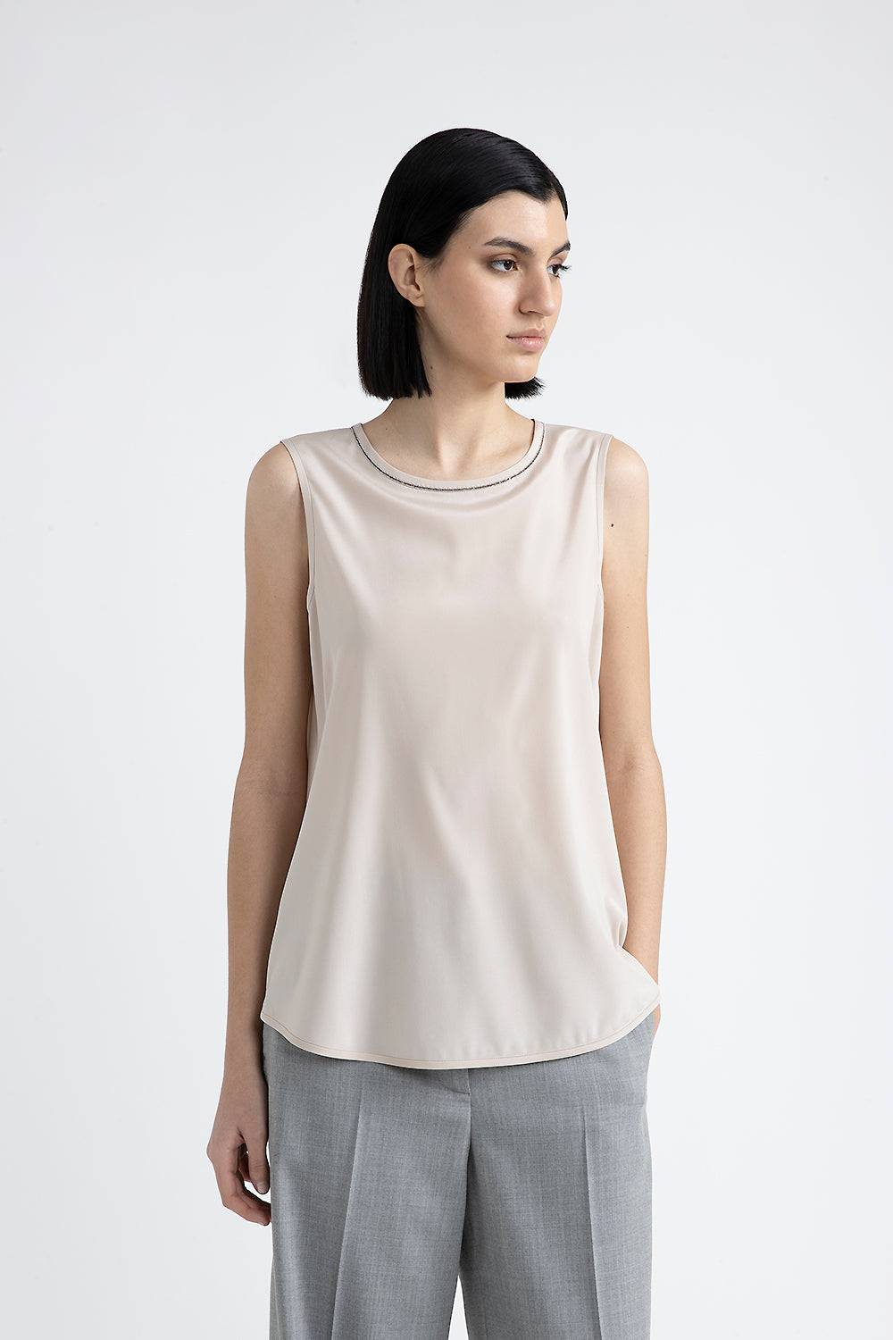 Peserico Top in crepe de chine di seta stretch con Punto Luce