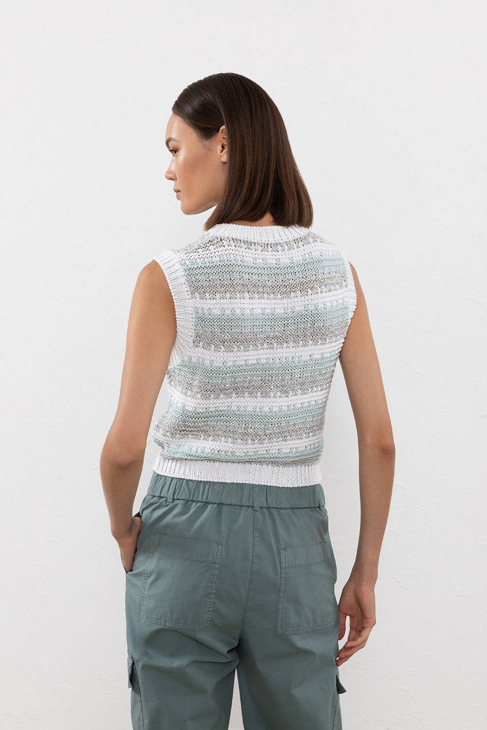 Peserico Top In Filato Di Viscosa, Lino, Lurex E Paillettes