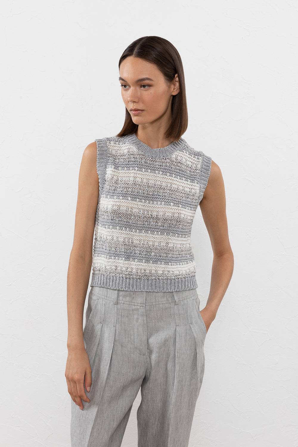 Peserico Top In Filato Di Viscosa, Lino, Lurex E Paillettes