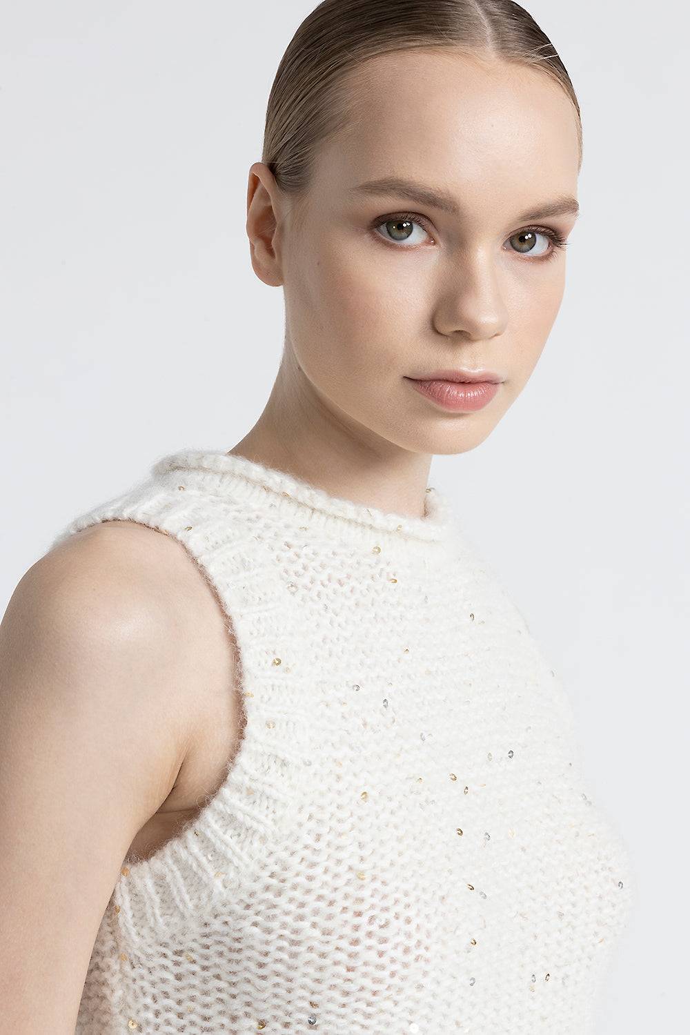 Peserico Top In Muliné Di Lana D'alpaca E Paillettes