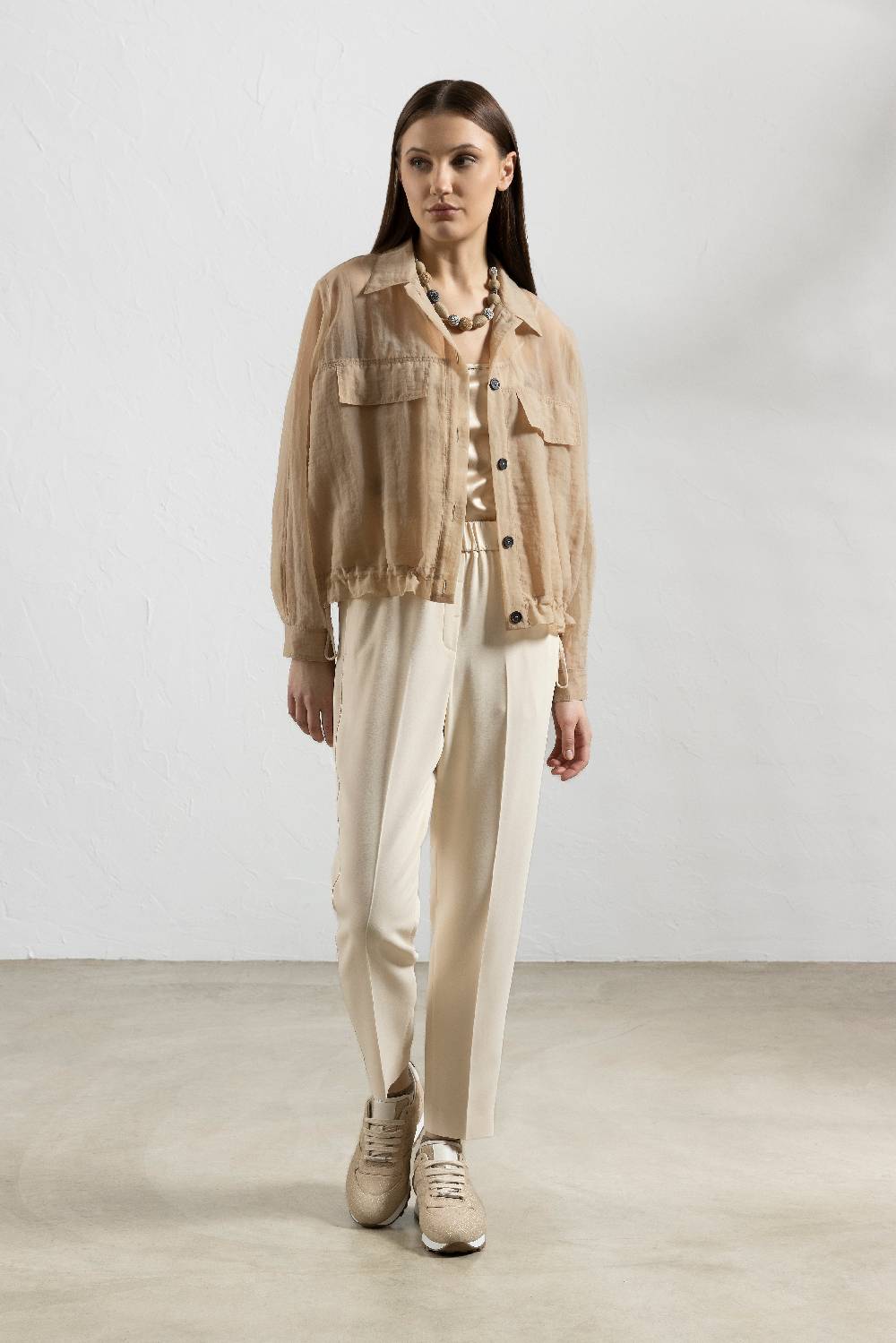 Peserico Top In Raso Di Seta Lucido A Spalline Sottili