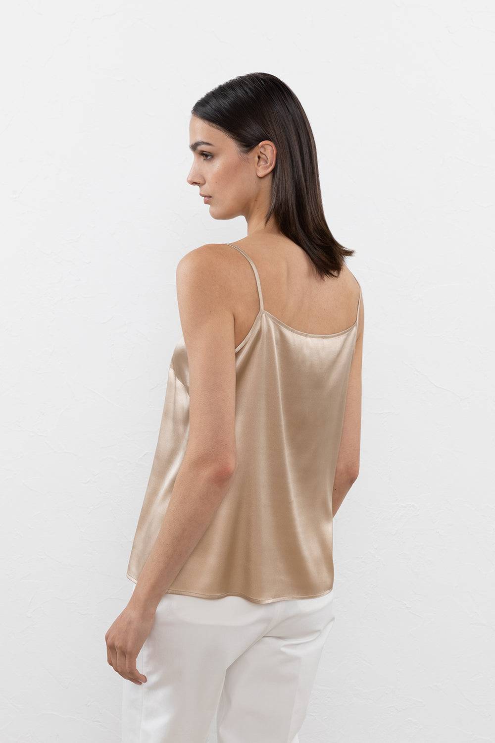 Peserico Top In Raso Di Seta Lucido A Spalline Sottili