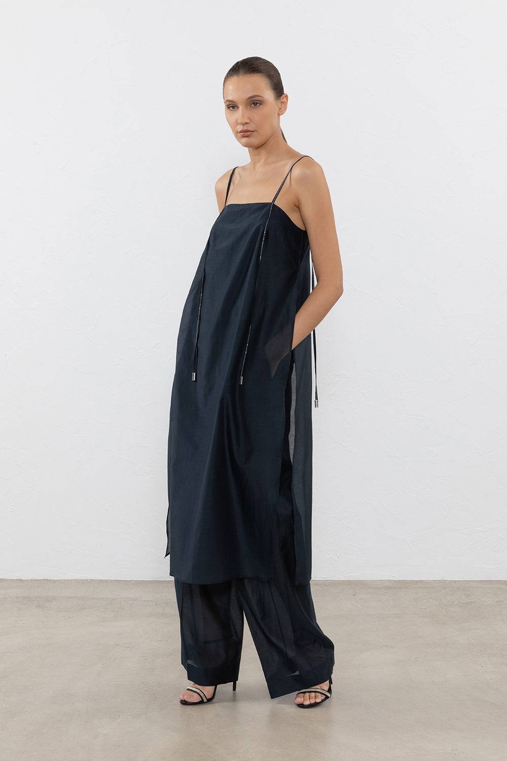 Peserico Top Lungo In Opaca Organza Di Seta E Cotone