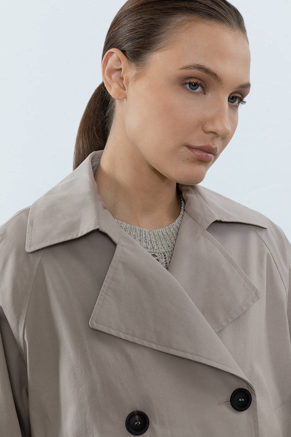 Peserico Trench Corto In Gabardina Di Cotone Tecnica