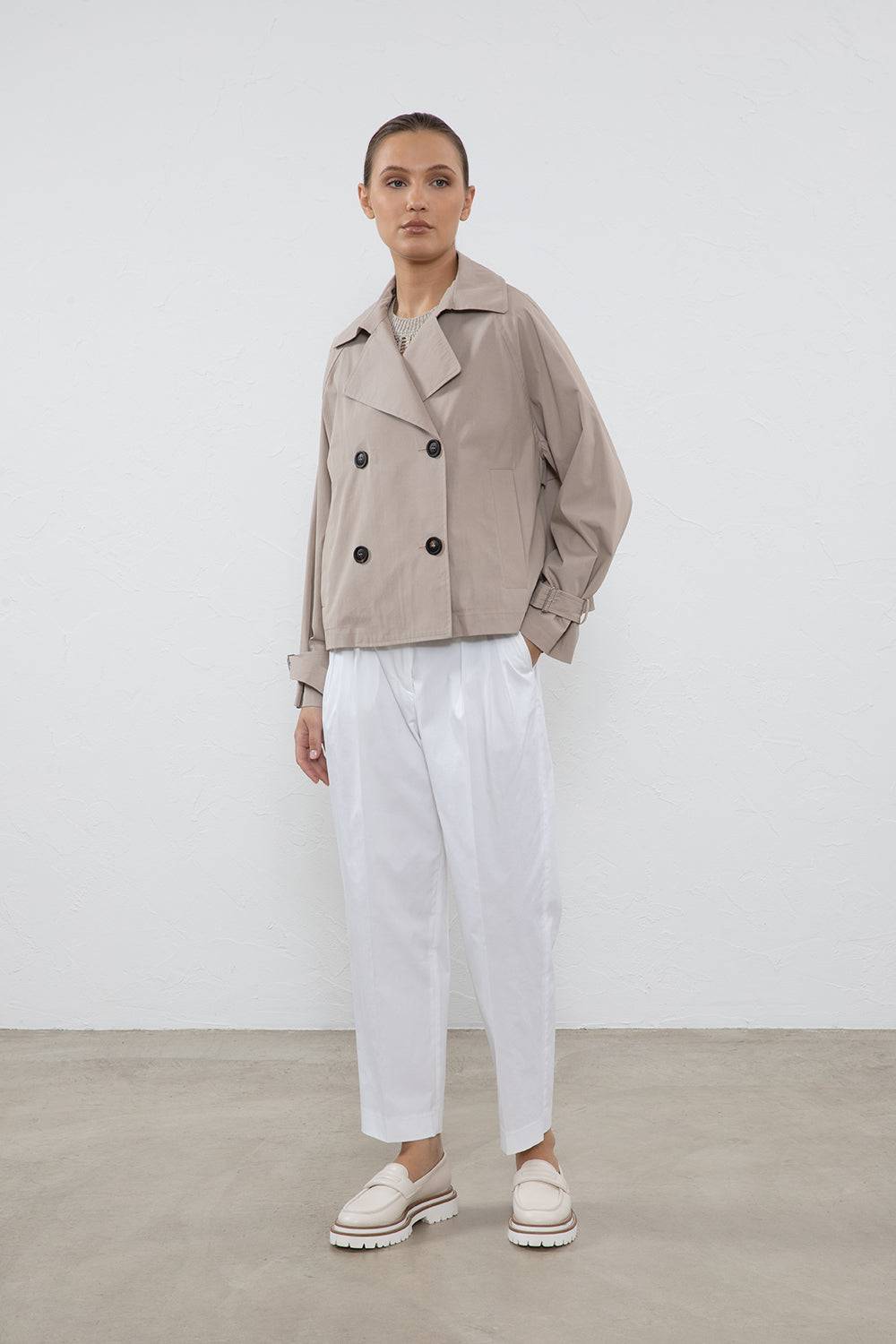 Peserico Trench Corto In Gabardina Di Cotone Tecnica