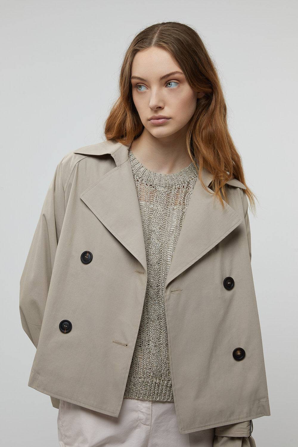 Peserico Trench corto in gabardina di cotone tecnica