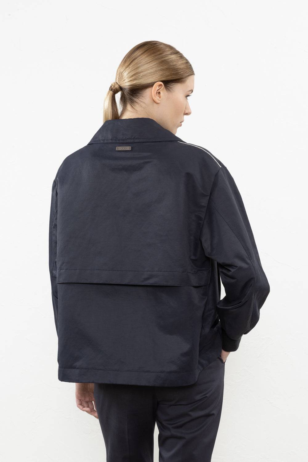 Peserico Trench Crop In Twill Di Misto Lino Tecnico