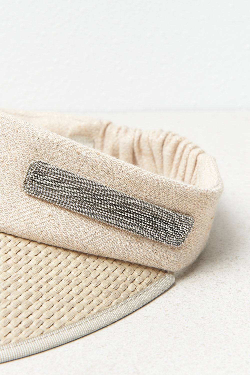 Peserico Visiera In Tessuto Effetto Paglia Intrecciata Con Lurex E Punto Luce