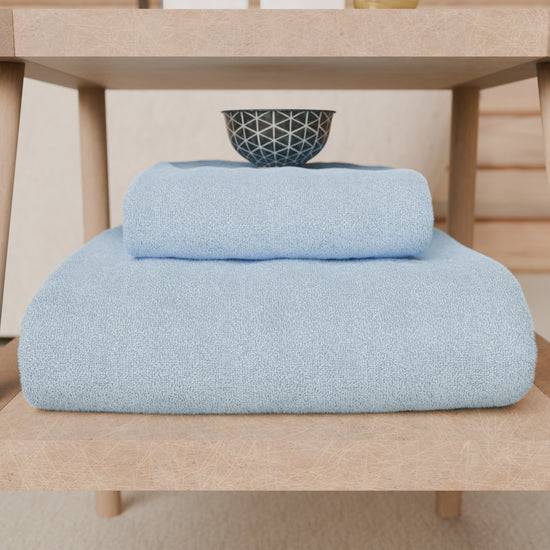 PETTI Asciugamani Bagno In Spugna 1+1 Tinta Unita Azzurro