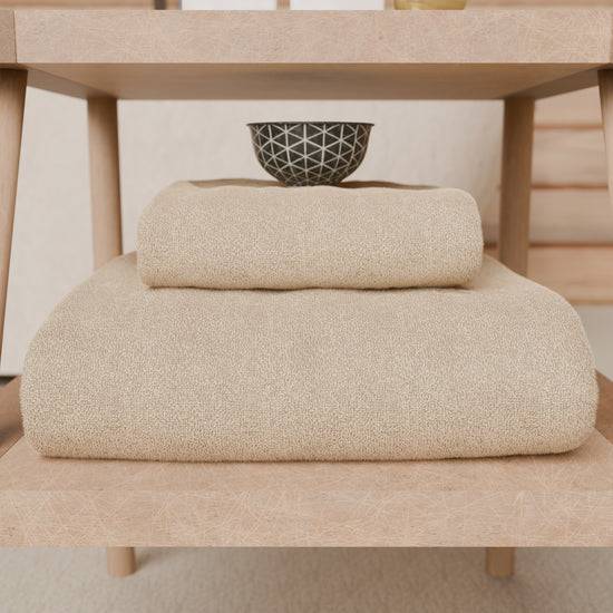 PETTI Asciugamani Bagno In Spugna 1+1 Tinta Unita Beige