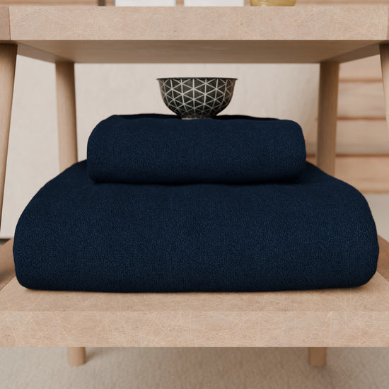 PETTI Asciugamani Bagno In Spugna 1+1 Tinta Unita Blu