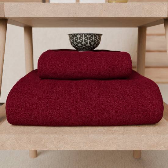 PETTI Asciugamani Bagno In Spugna 1+1 Tinta Unita Bordeaux