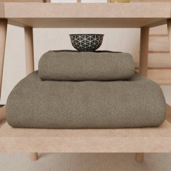 PETTI Asciugamani Bagno In Spugna 1+1 Tinta Unita Fango