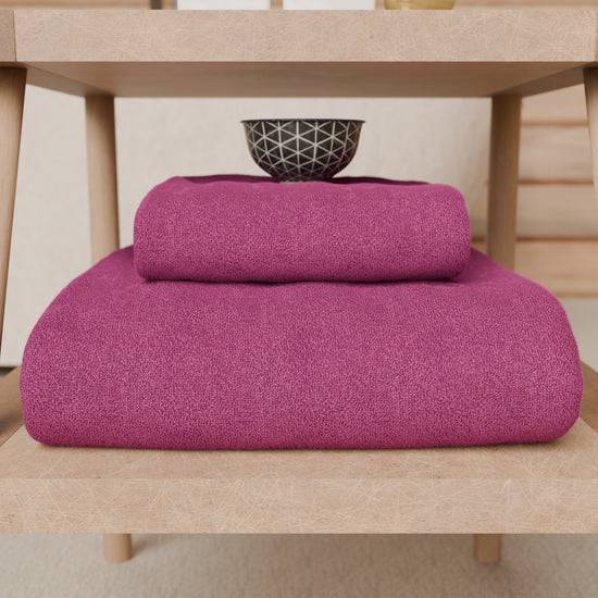 PETTI Asciugamani Bagno In Spugna 1+1 Tinta Unita Fucsia