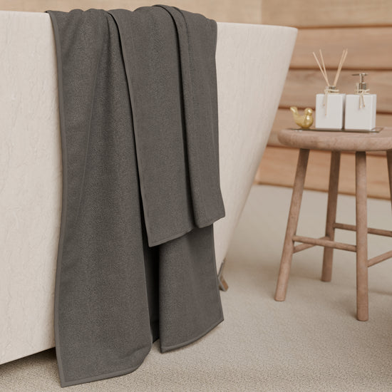 PETTI Asciugamani Bagno In Spugna 1+1 Tinta Unita Grigio Scuro