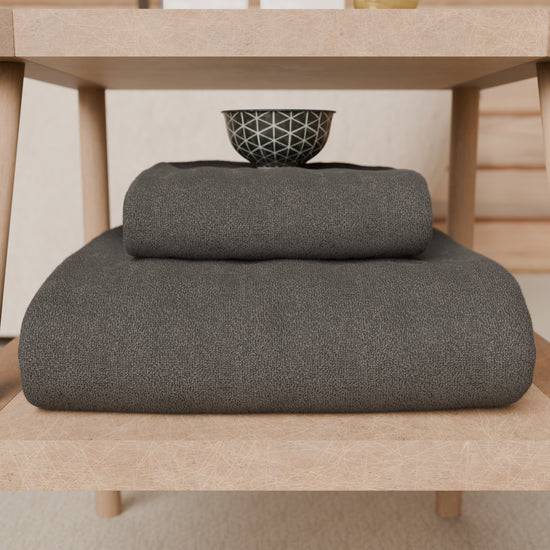 PETTI Asciugamani Bagno In Spugna 1+1 Tinta Unita Grigio Scuro