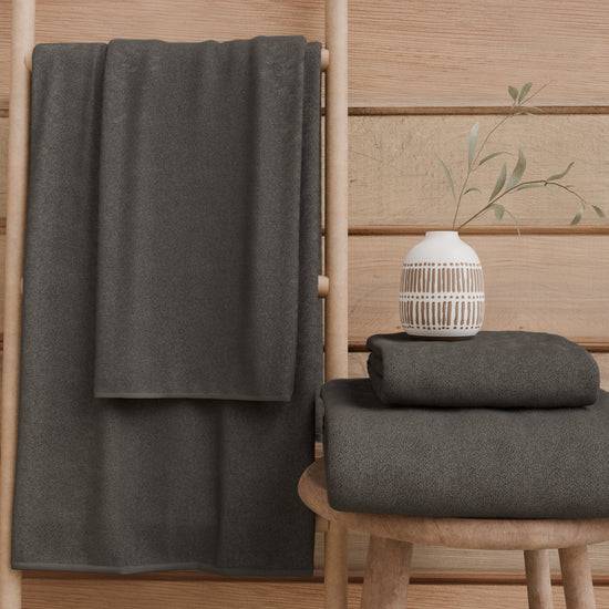 PETTI Asciugamani Bagno in Spugna 1+1 Tinta Unita Grigio Scuro