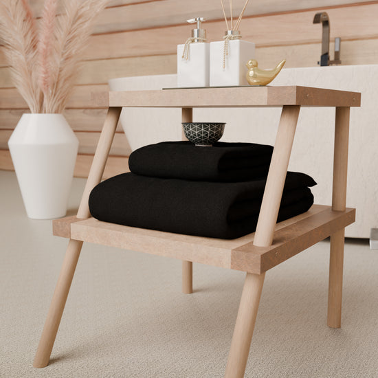 PETTI Asciugamani Bagno In Spugna 1+1 Tinta Unita Nero