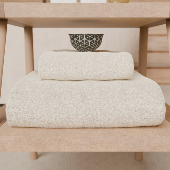 PETTI Asciugamani Bagno In Spugna 1+1 Tinta Unita Panna