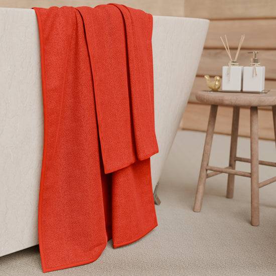 PETTI Asciugamani Bagno In Spugna 1+1 Tinta Unita Rosso