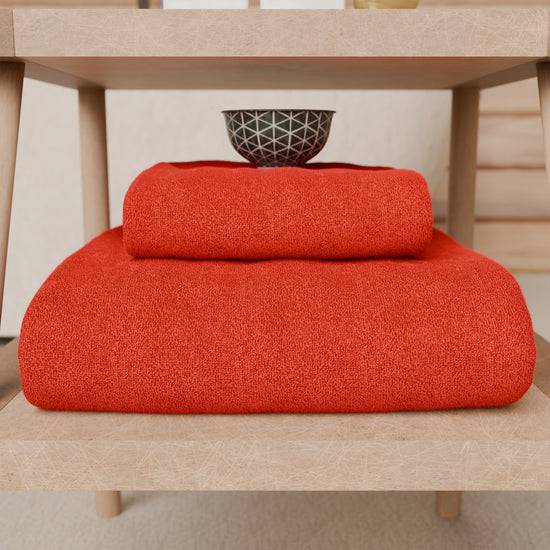 PETTI Asciugamani Bagno In Spugna 1+1 Tinta Unita Rosso